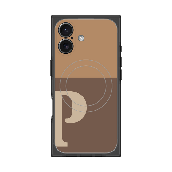 プレミアムスクエアケース with MagSafe［ オリジナル - initial two tone - P brown ］