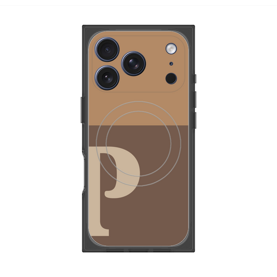 プレミアムスクエアケース with MagSafe［ オリジナル - initial two tone - P brown ］