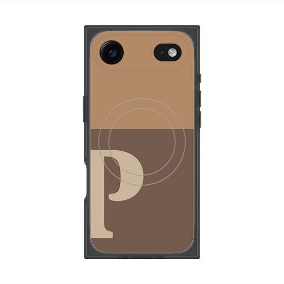 プレミアムスクエアケース with MagSafe［ オリジナル - initial two tone - P brown ］