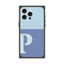 プレミアムスクエアケース with MagSafe［ オリジナル - initial two tone - P blue ］
