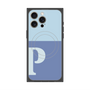 プレミアムスクエアケース with MagSafe［ オリジナル - initial two tone - P blue ］