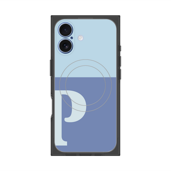 プレミアムスクエアケース with MagSafe［ オリジナル - initial two tone - P blue ］