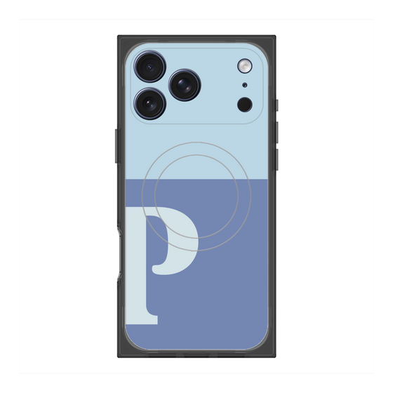 プレミアムスクエアケース with MagSafe［ オリジナル - initial two tone - P blue ］