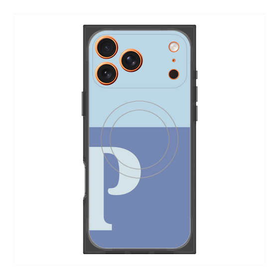 プレミアムスクエアケース with MagSafe［ オリジナル - initial two tone - P blue ］