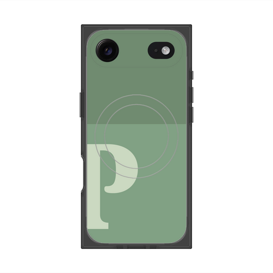 プレミアムスクエアケース with MagSafe［ オリジナル - initial two tone - P green ］
