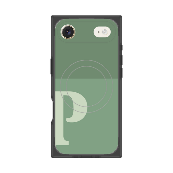プレミアムスクエアケース with MagSafe［ オリジナル - initial two tone - P green ］
