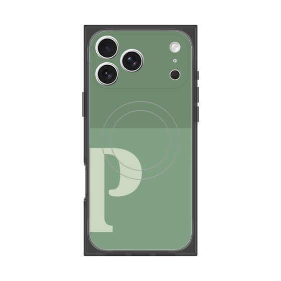 プレミアムスクエアケース with MagSafe［ オリジナル - initial two tone - P green ］