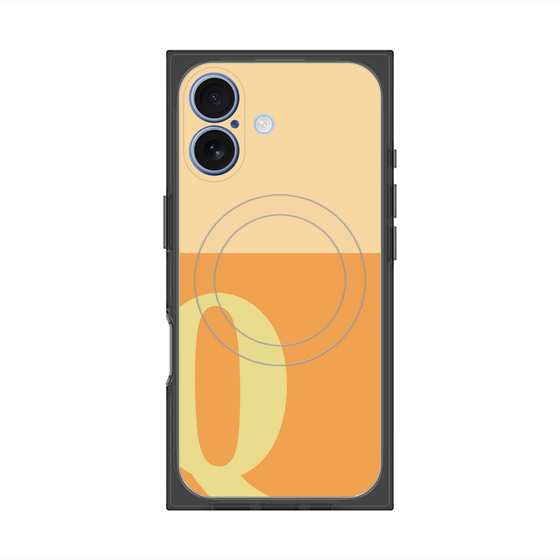 プレミアムスクエアケース with MagSafe［ オリジナル - initial two tone - Q orange ］