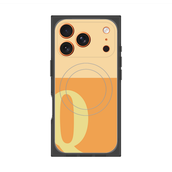 プレミアムスクエアケース with MagSafe［ オリジナル - initial two tone - Q orange ］