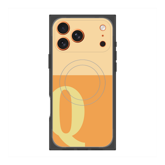 プレミアムスクエアケース with MagSafe［ オリジナル - initial two tone - Q orange ］