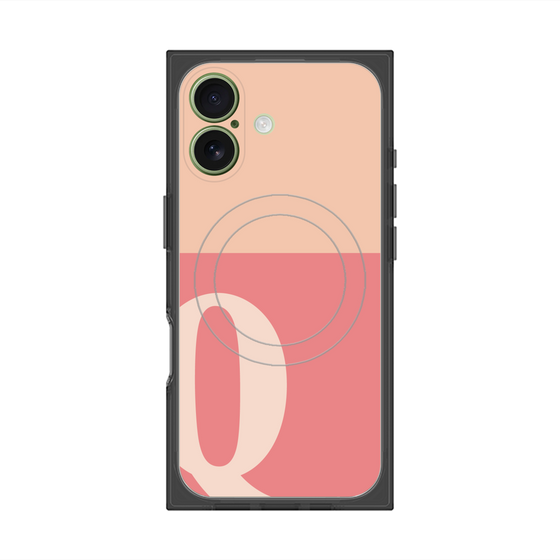 プレミアムスクエアケース with MagSafe［ オリジナル - initial two tone - Q pink ］