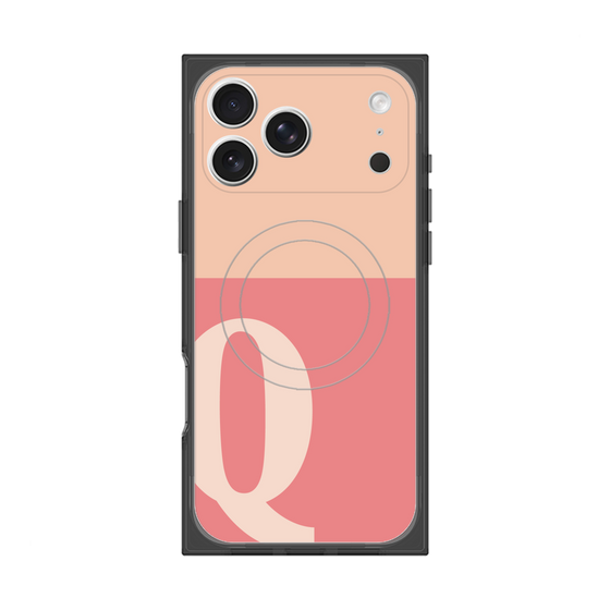 プレミアムスクエアケース with MagSafe［ オリジナル - initial two tone - Q pink ］