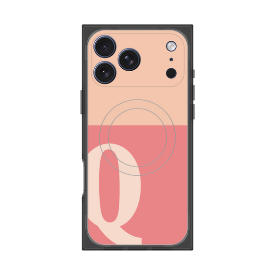 プレミアムスクエアケース with MagSafe［ オリジナル - initial two tone - Q pink ］