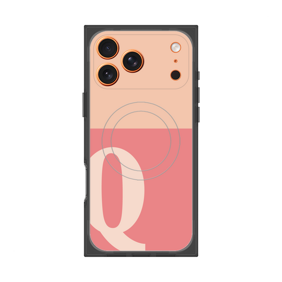 プレミアムスクエアケース with MagSafe［ オリジナル - initial two tone - Q pink ］