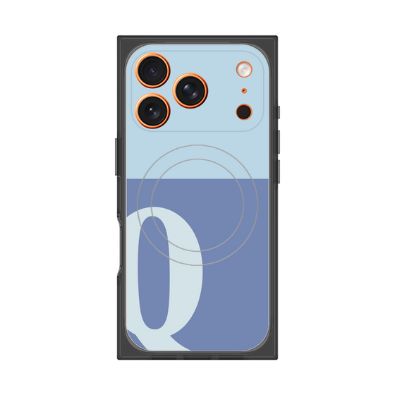 プレミアムスクエアケース with MagSafe［ オリジナル - initial two tone - Q blue ］