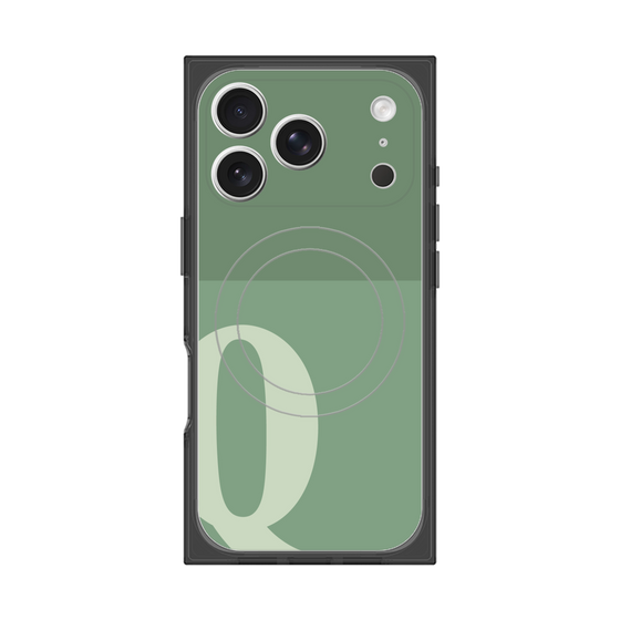 プレミアムスクエアケース with MagSafe［ オリジナル - initial two tone - Q green ］