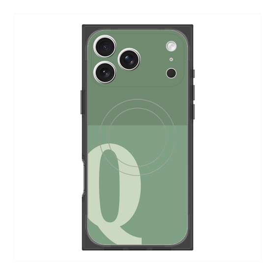 プレミアムスクエアケース with MagSafe［ オリジナル - initial two tone - Q green ］