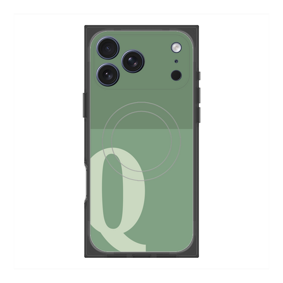 プレミアムスクエアケース with MagSafe［ オリジナル - initial two tone - Q green ］