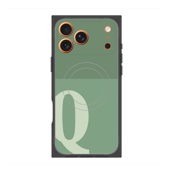 プレミアムスクエアケース with MagSafe［ オリジナル - initial two tone - Q green ］