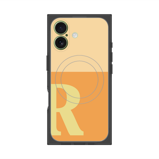 プレミアムスクエアケース with MagSafe［ オリジナル - initial two tone - R orange ］