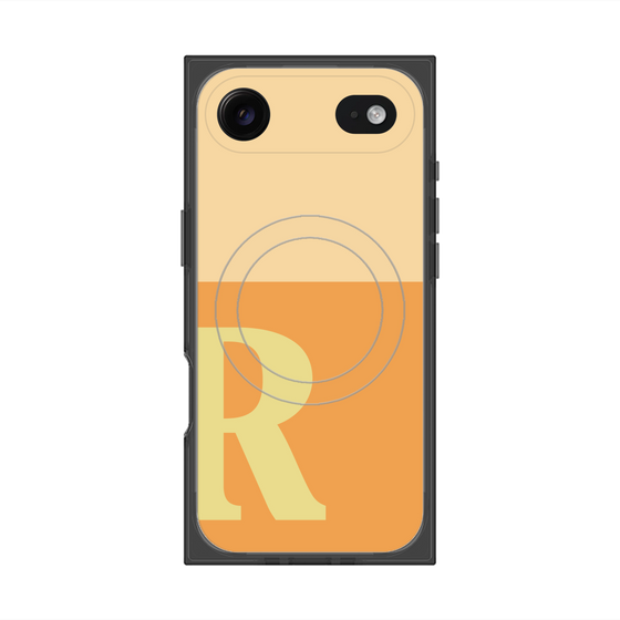 プレミアムスクエアケース with MagSafe［ オリジナル - initial two tone - R orange ］