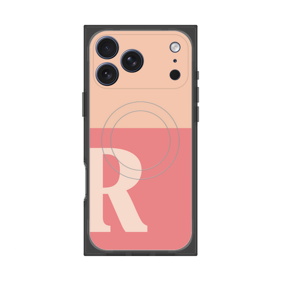 プレミアムスクエアケース with MagSafe［ オリジナル - initial two tone - R pink ］