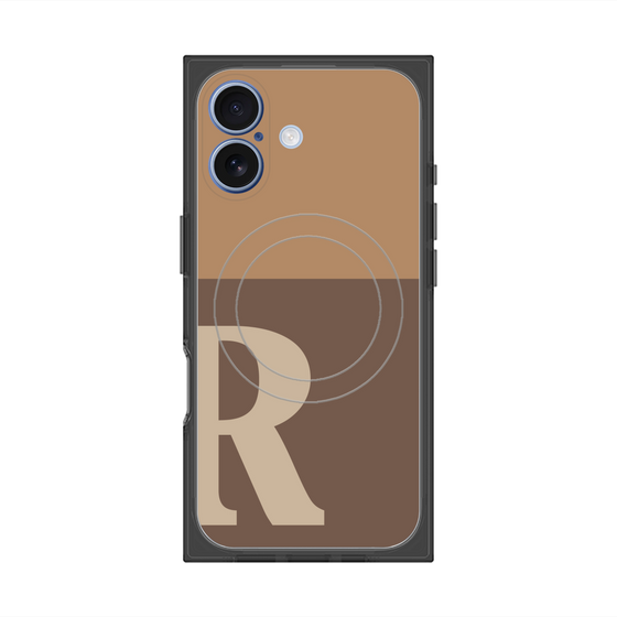 プレミアムスクエアケース with MagSafe［ オリジナル - initial two tone - R brown ］