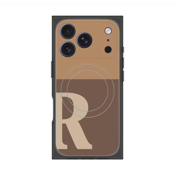 プレミアムスクエアケース with MagSafe［ オリジナル - initial two tone - R brown ］