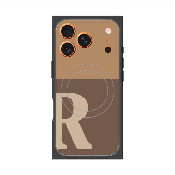 プレミアムスクエアケース with MagSafe［ オリジナル - initial two tone - R brown ］