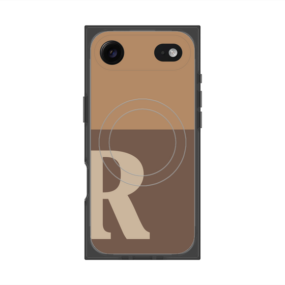 プレミアムスクエアケース with MagSafe［ オリジナル - initial two tone - R brown ］