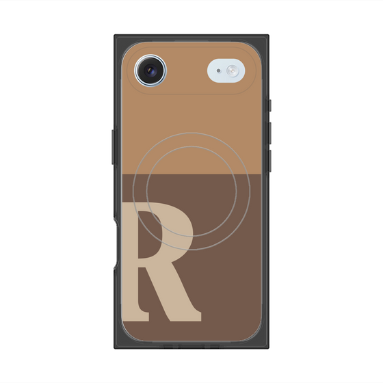 プレミアムスクエアケース with MagSafe［ オリジナル - initial two tone - R brown ］