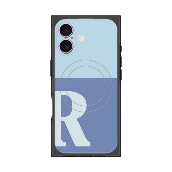 プレミアムスクエアケース with MagSafe［ オリジナル - initial two tone - R blue ］