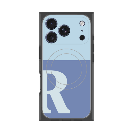 プレミアムスクエアケース with MagSafe［ オリジナル - initial two tone - R blue ］