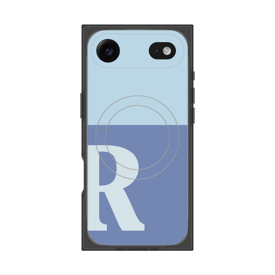 プレミアムスクエアケース with MagSafe［ オリジナル - initial two tone - R blue ］