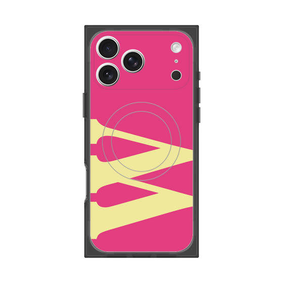 プレミアムスクエアケース with MagSafe［ オリジナル - initial color - W pink ］