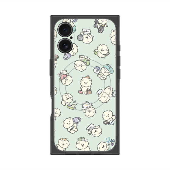 プレミアムスクエアケース with MagSafe［ もっさりもさお - もさおがいっぱい - グリーン ］