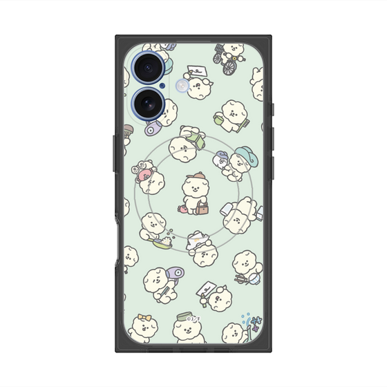 プレミアムスクエアケース with MagSafe［ もっさりもさお - もさおがいっぱい - グリーン ］