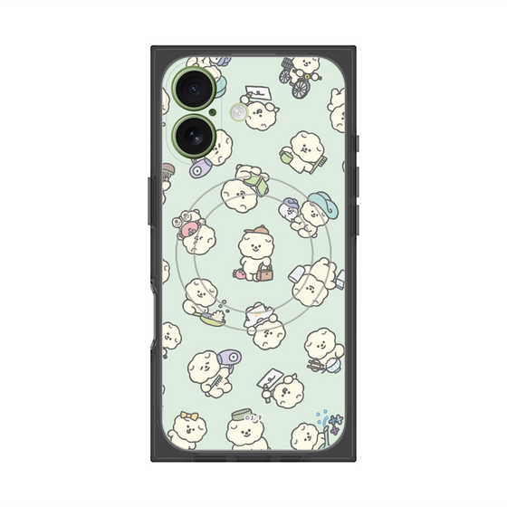 プレミアムスクエアケース with MagSafe［ もっさりもさお - もさおがいっぱい - グリーン ］