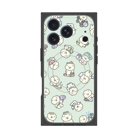 プレミアムスクエアケース with MagSafe［ もっさりもさお - もさおがいっぱい - グリーン ］