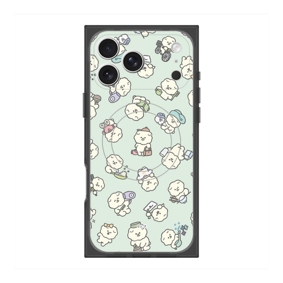 プレミアムスクエアケース with MagSafe［ もっさりもさお - もさおがいっぱい - グリーン ］