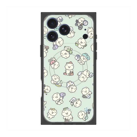 プレミアムスクエアケース with MagSafe［ もっさりもさお - もさおがいっぱい - グリーン ］