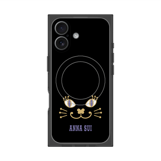 プレミアムスクエアケース with MagSafe［ ANNA SUI - フェイス - ブラック ］