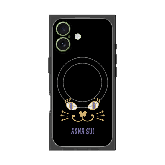 プレミアムスクエアケース with MagSafe［ ANNA SUI - フェイス - ブラック ］