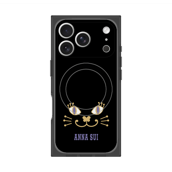 プレミアムスクエアケース with MagSafe［ ANNA SUI - フェイス - ブラック ］
