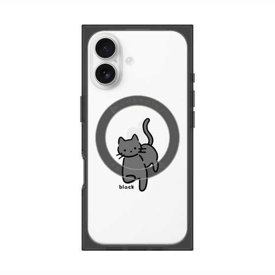 プレミアムスクエアケース with MagSafe［ オリジナル - CASEPLAYネコ - black ］
