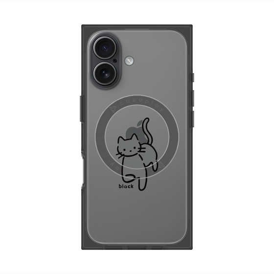 プレミアムスクエアケース with MagSafe［ オリジナル - CASEPLAYネコ - black ］