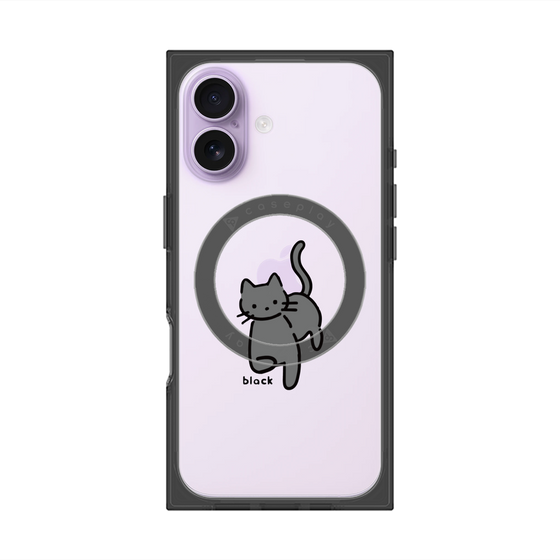 プレミアムスクエアケース with MagSafe［ オリジナル - CASEPLAYネコ - black ］