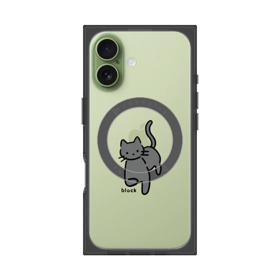 プレミアムスクエアケース with MagSafe［ オリジナル - CASEPLAYネコ - black ］