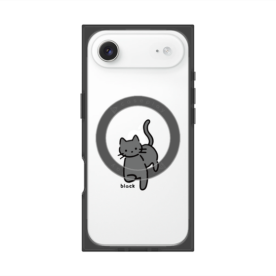 プレミアムスクエアケース with MagSafe［ オリジナル - CASEPLAYネコ - black ］