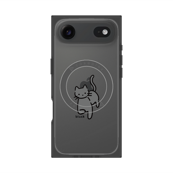 プレミアムスクエアケース with MagSafe［ オリジナル - CASEPLAYネコ - black ］